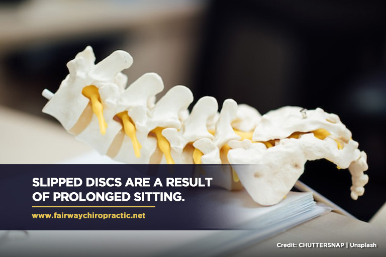 Slipped discs are a result of prolonged sitting.